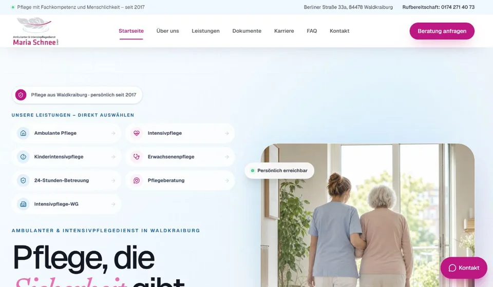 Website-Vorschau: Maria Schnee Pflege